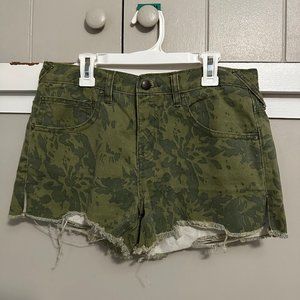 Free People green floral pattern shorts